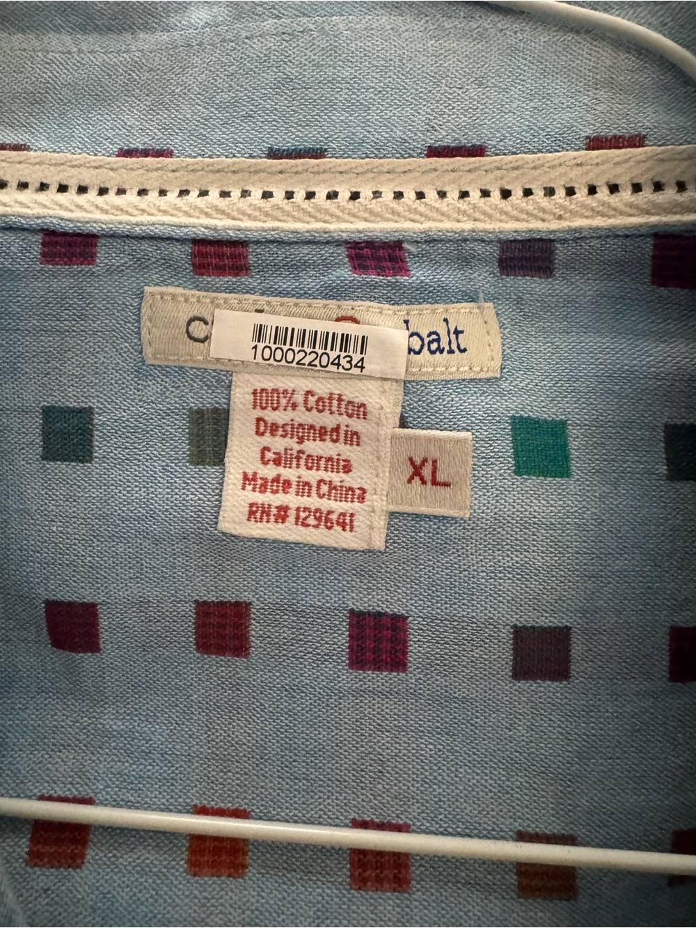 Carbon2Cobalt Shirt Mens XL Blue Casual Squares Geometric Abstract Aztec Casual - Picture 3 of 3